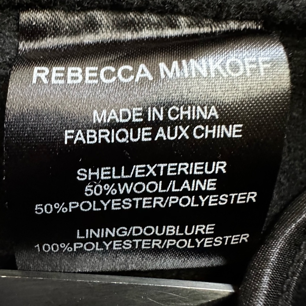 Rebecca Minkoff Relaxed Double Face Black Wool Blend Coat-M - Picture 8 of 11